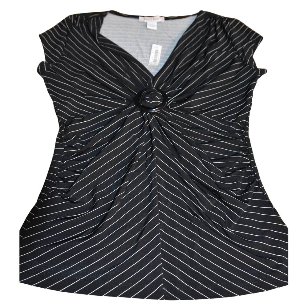 White House Black Market, Small, NWT, V-Neck, Black, Cap Sleeve